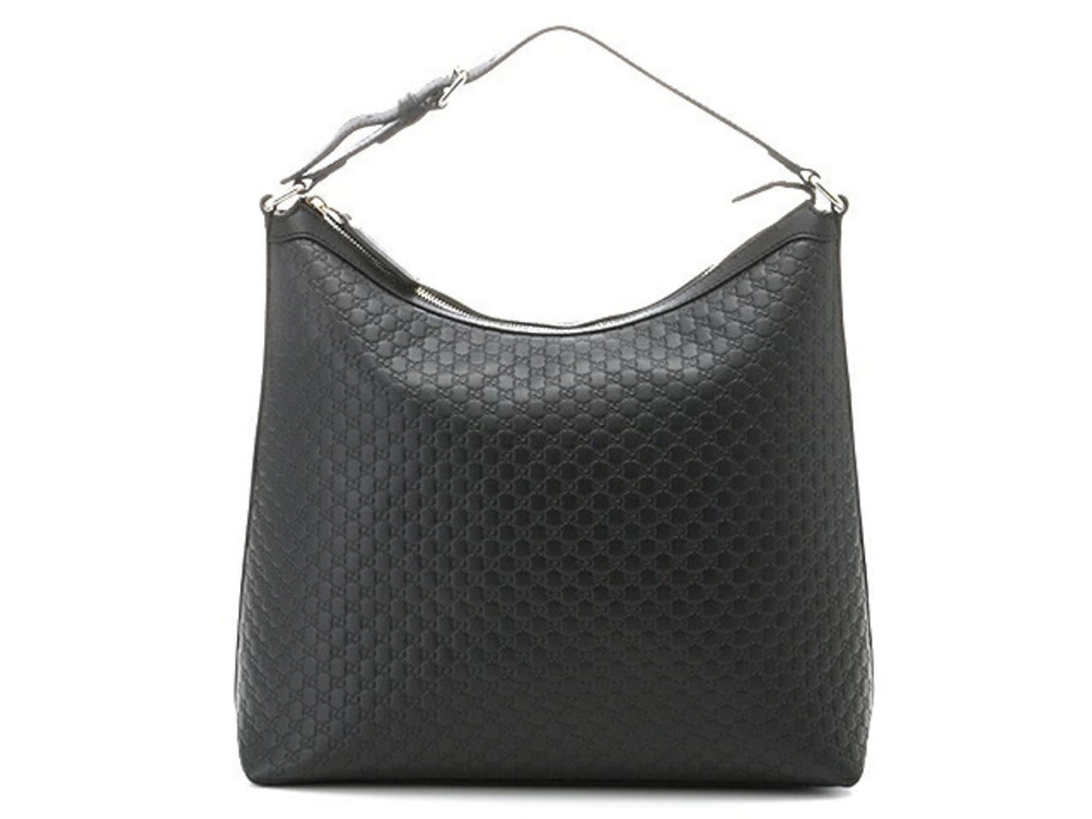 Gucci Shoulder Bag Black Leather Microssima Black